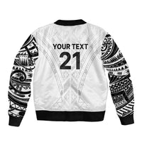 New Zealand Koru Fern Custom Sleeve Zip Bomber Jacket Simple Taniko Motif LT9 - Polynesian Pride