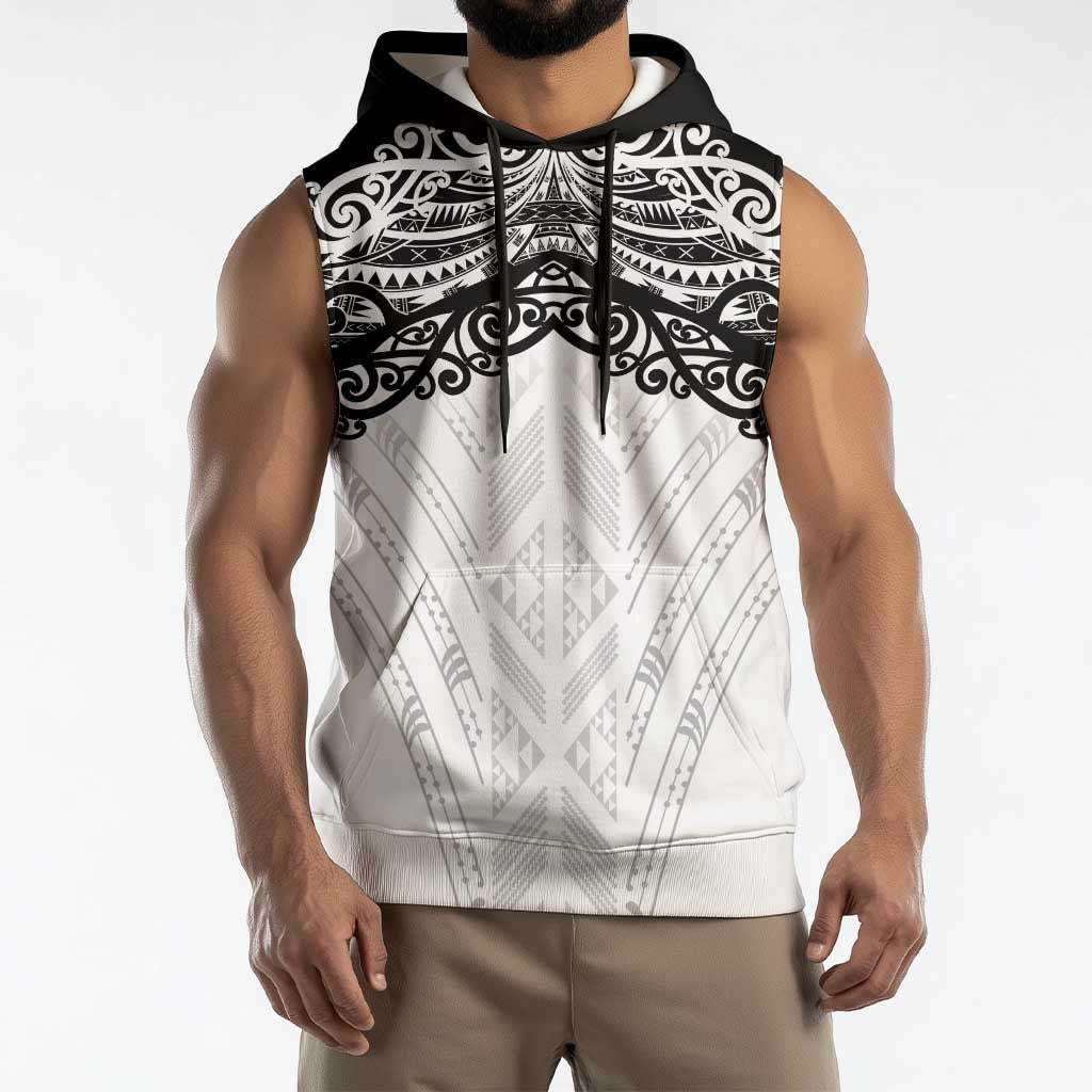 New Zealand Koru Fern Custom Sleeveless Hoodie Simple Taniko Motif - Polynesian Pride