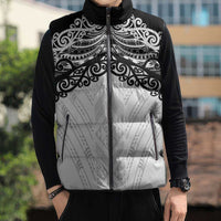 New Zealand Koru Fern Custom Sleeveless Puffer Jacket Simple Taniko Motif - Polynesian Pride