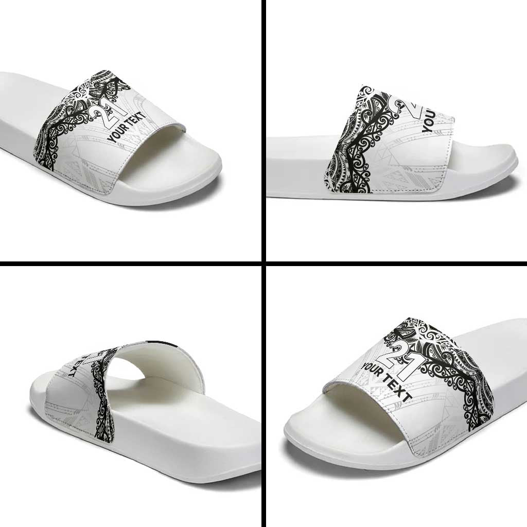 New Zealand Koru Fern Custom Slide Sandals Simple Taniko Motif - Polynesian Pride