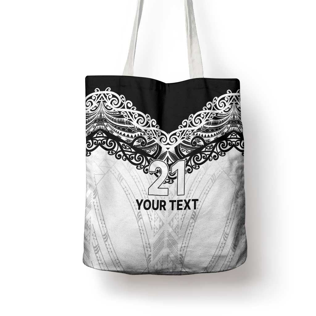 New Zealand Koru Fern Custom Tote Bag Simple Taniko Motif - Polynesian Pride