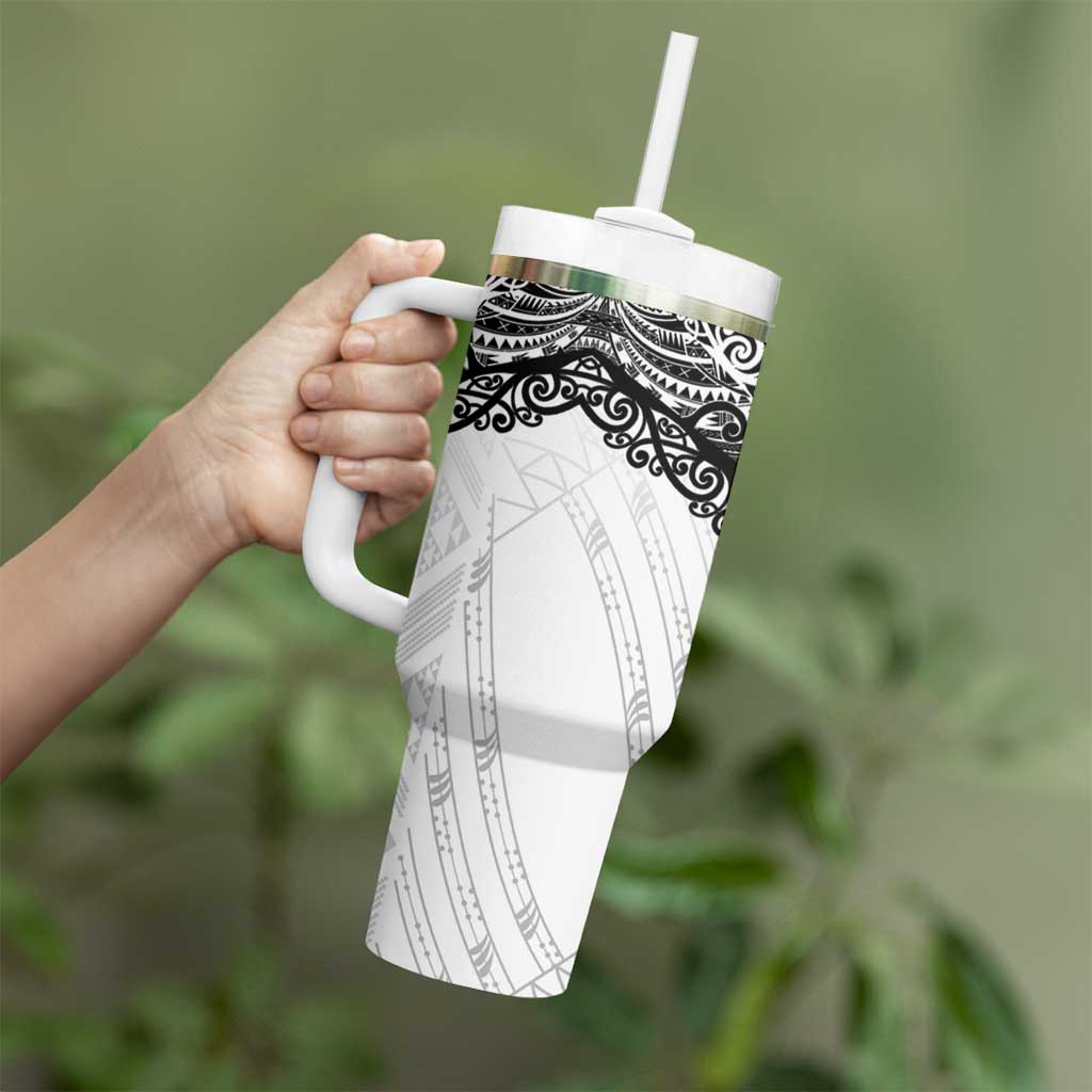 New Zealand Koru Fern Custom Tumbler With Handle Simple Taniko Motif