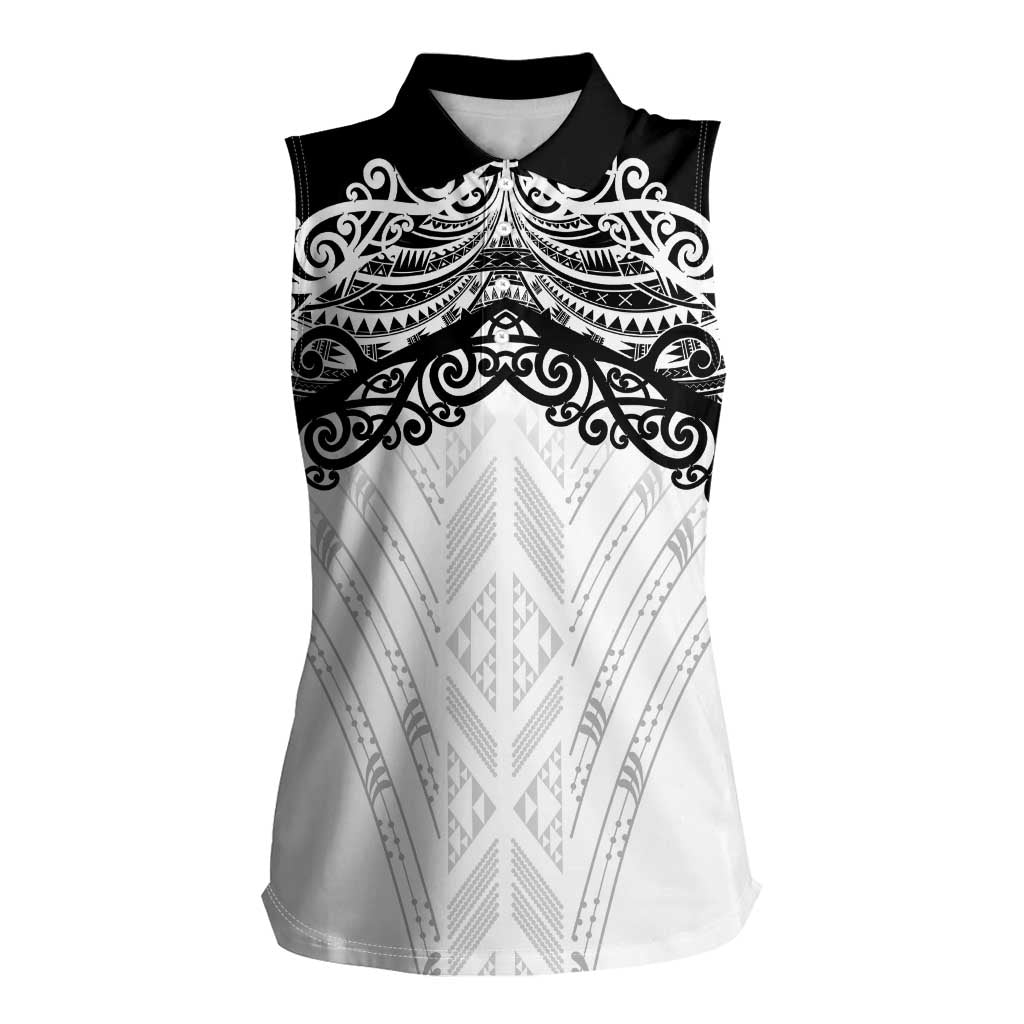 New Zealand Koru Fern Custom Women Sleeveless Polo Shirt Simple Taniko Motif