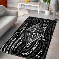 New Zealand Maori Taniko Area Rug Black Kowhaiwhai Puhoro