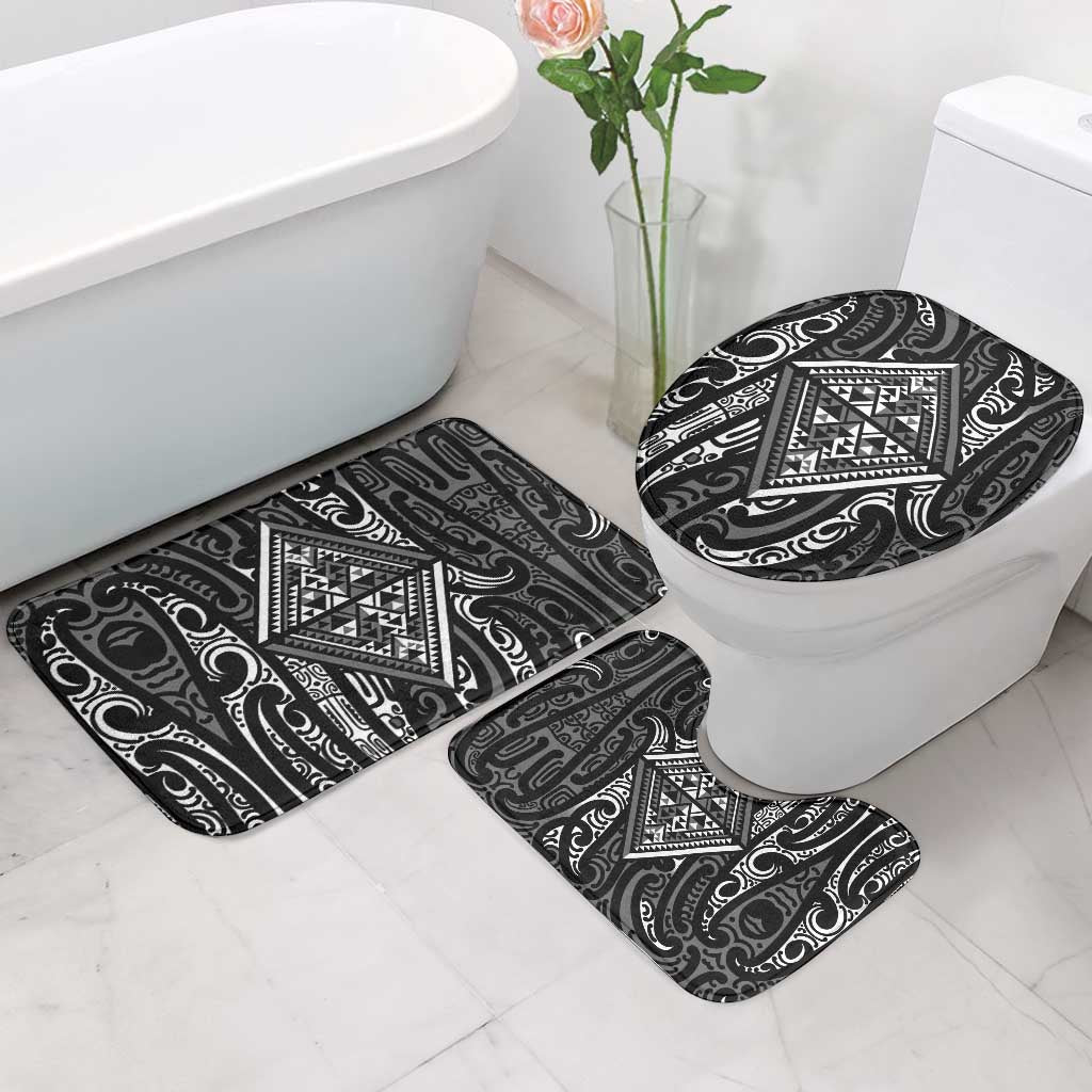 New Zealand Maori Taniko Bathroom Set Black Kowhaiwhai Puhoro - Polynesian Pride