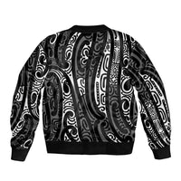 New Zealand Maori Taniko Bomber Jacket Black Kowhaiwhai Puhoro LT9 - Polynesian Pride