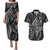 New Zealand Maori Taniko Couples Matching Puletasi and Hawaiian Shirt Black Kowhaiwhai Puhoro