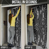 New Zealand Maori Taniko Door Cover Black Kowhaiwhai Puhoro - Polynesian Pride