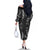 New Zealand Maori Taniko Family Matching Off The Shoulder Long Sleeve Dress and Hawaiian Shirt Black Kowhaiwhai Puhoro