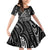 New Zealand Maori Taniko Family Matching Off Shoulder Short Dress and Hawaiian Shirt Black Kowhaiwhai Puhoro