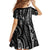 New Zealand Maori Taniko Kid Short Sleeve Dress Black Kowhaiwhai Puhoro