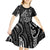 New Zealand Maori Taniko Kid Short Sleeve Dress Black Kowhaiwhai Puhoro