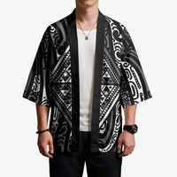 New Zealand Maori Taniko Kimono Black Kowhaiwhai Puhoro - Polynesian Pride