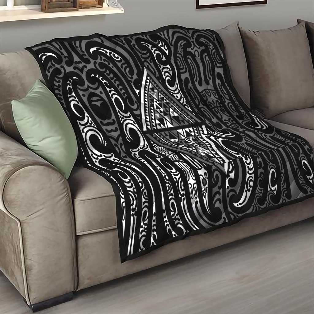 New Zealand Maori Taniko Quilt Black Kowhaiwhai Puhoro