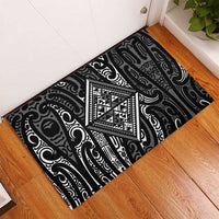New Zealand Maori Taniko Rubber Doormat Black Kowhaiwhai Puhoro LT9 - Polynesian Pride