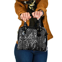 New Zealand Maori Taniko Shoulder Handbag Black Kowhaiwhai Puhoro LT9 One Size Black - Polynesian Pride