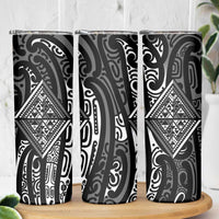 New Zealand Maori Taniko Skinny Tumbler Black Kowhaiwhai Puhoro