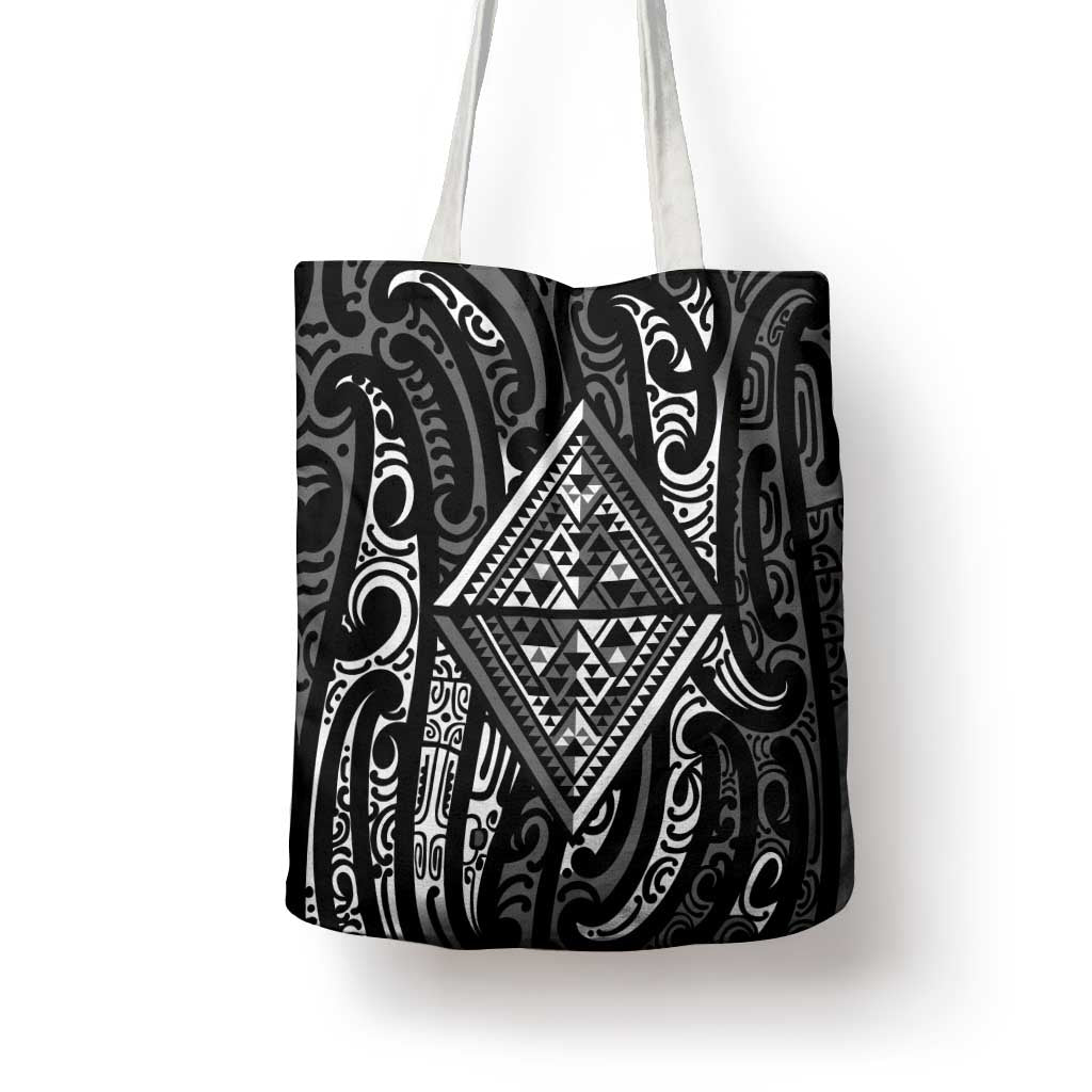 New Zealand Maori Taniko Tote Bag Black Kowhaiwhai Puhoro - Polynesian Pride