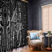 New Zealand Maori Taniko Window Curtain Black Kowhaiwhai Puhoro