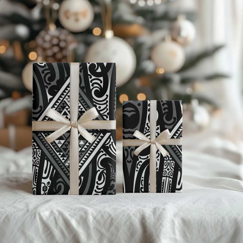 New Zealand Maori Taniko Wrapping Paper Black Kowhaiwhai Puhoro - Polynesian Pride
