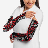 New Zealand Maori Taniko Arm Sleeves Red Kowhaiwhai Puhoro - Polynesian Pride