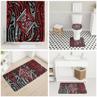 New Zealand Maori Taniko Bathroom Set Red Kowhaiwhai Puhoro - Polynesian Pride