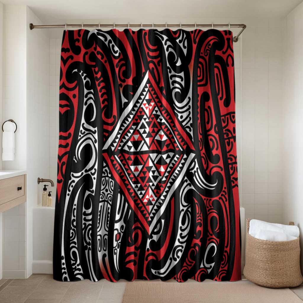 New Zealand Maori Taniko Bathroom Set Red Kowhaiwhai Puhoro - Polynesian Pride