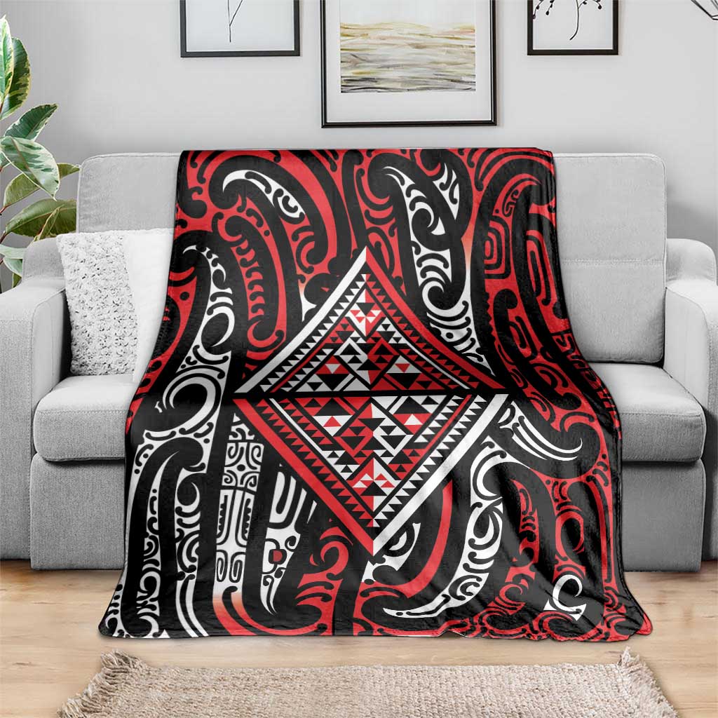 New Zealand Maori Taniko Blanket Red Kowhaiwhai Puhoro LT9 - Polynesian Pride