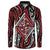 New Zealand Maori Taniko Button Sweatshirt Red Kowhaiwhai Puhoro