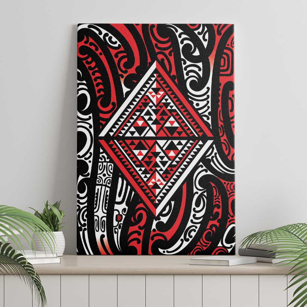 New Zealand Maori Taniko Canvas Wall Art Red Kowhaiwhai Puhoro