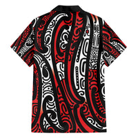New Zealand Maori Taniko Family Matching Off Shoulder Short Dress and Hawaiian Shirt Red Kowhaiwhai Puhoro LT9 - Polynesian Pride