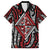 New Zealand Maori Taniko Family Matching Summer Maxi Dress and Hawaiian Shirt Red Kowhaiwhai Puhoro