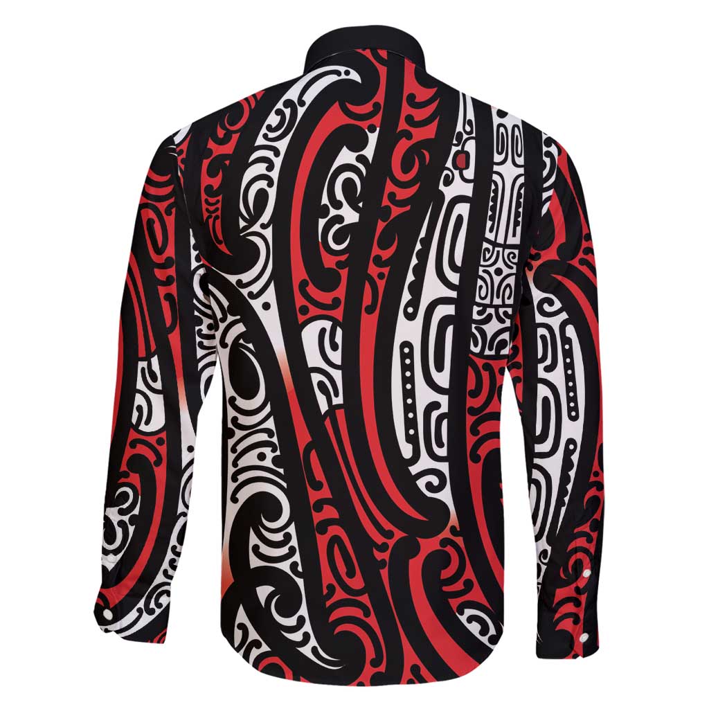 New Zealand Maori Taniko Family Matching Summer Maxi Dress and Hawaiian Shirt Red Kowhaiwhai Puhoro LT9 - Polynesian Pride