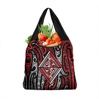 New Zealand Maori Taniko Grocery Bag Red Kowhaiwhai Puhoro