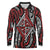 New Zealand Maori Taniko Long Sleeve Polo Shirt Red Kowhaiwhai Puhoro
