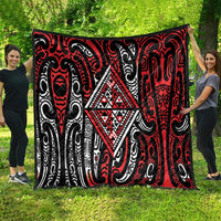 New Zealand Maori Taniko Quilt Red Kowhaiwhai Puhoro