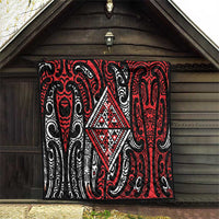 New Zealand Maori Taniko Quilt Red Kowhaiwhai Puhoro