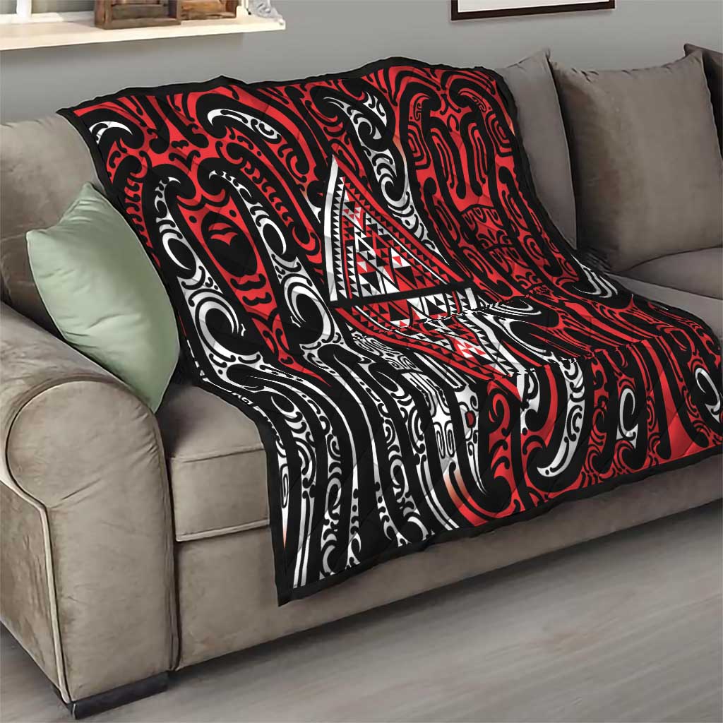 New Zealand Maori Taniko Quilt Red Kowhaiwhai Puhoro