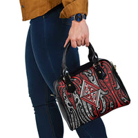 New Zealand Maori Taniko Shoulder Handbag Red Kowhaiwhai Puhoro