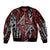 New Zealand Maori Taniko Sleeve Zip Bomber Jacket Red Kowhaiwhai Puhoro
