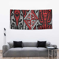 New Zealand Maori Taniko Tapestry Red Kowhaiwhai Puhoro