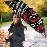 New Zealand Maori Taniko Umbrella Red Kowhaiwhai Puhoro - Polynesian Pride