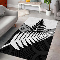 New Zealand Silver Fern Area Rug Maori Koru Mixed Taniko Pattern