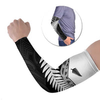 New Zealand Silver Fern Arm Sleeves Maori Koru Mixed Taniko Pattern - Polynesian Pride