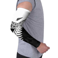 New Zealand Silver Fern Arm Sleeves Maori Koru Mixed Taniko Pattern - Polynesian Pride