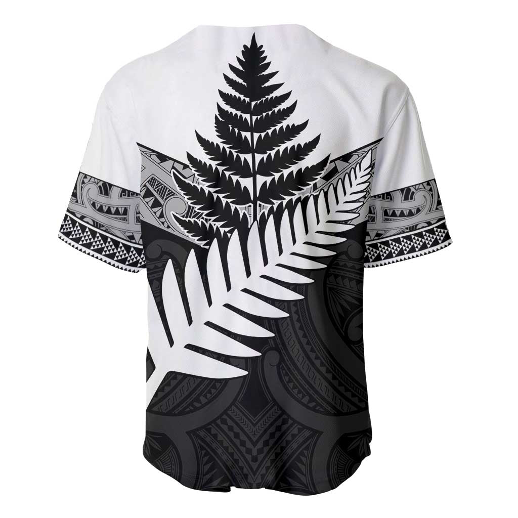 New Zealand Silver Fern Baseball Jersey Maori Koru Mixed Taniko Pattern