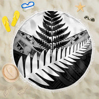 New Zealand Silver Fern Beach Blanket Maori Koru Mixed Taniko Pattern