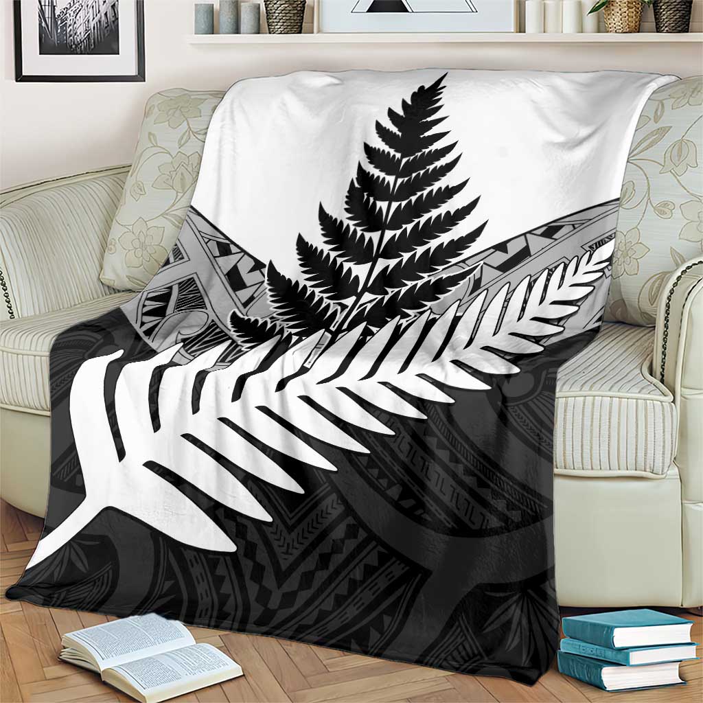 New Zealand Silver Fern Blanket Maori Koru Mixed Taniko Pattern
