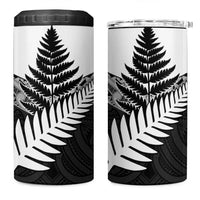 New Zealand Silver Fern 4 in 1 Can Cooler Tumbler Maori Koru Mixed Taniko Pattern