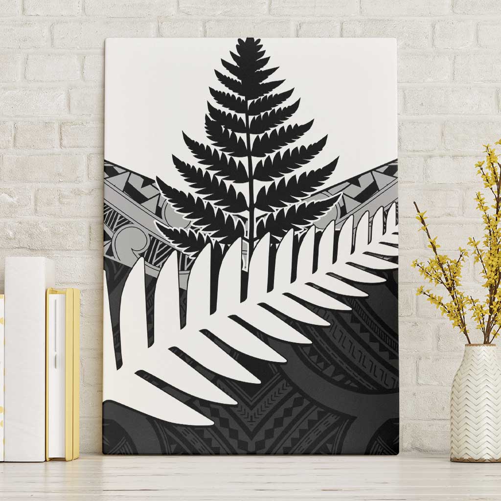 New Zealand Silver Fern Canvas Wall Art Maori Koru Mixed Taniko Pattern